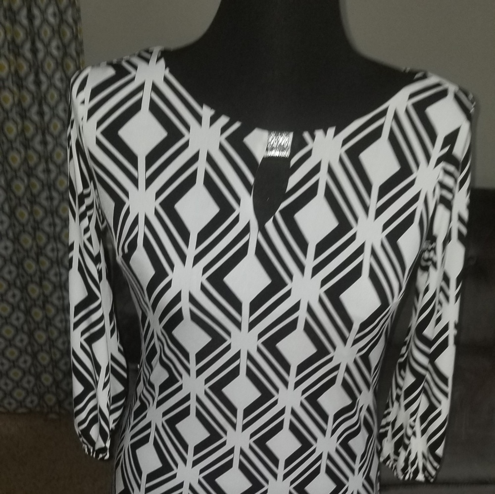 Black and white dress with silver detail